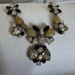 Elegant J Crew Statement Necklace with Black and Cream Accents